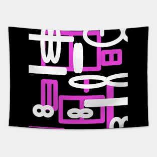 Pink  and black geometric abstract art desig Tapestry