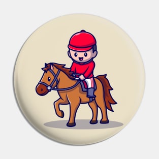 Cute People Riding Horse Pin