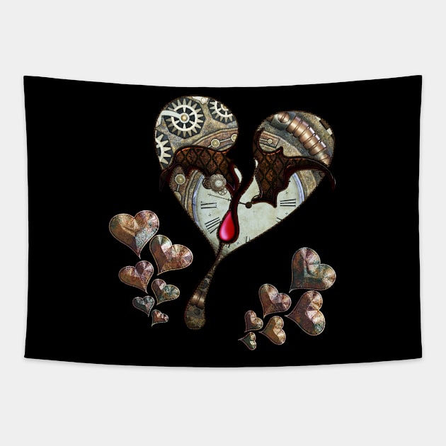 Wonderful elegant steampunk heart with clocks and gears Tapestry by Nicky2342