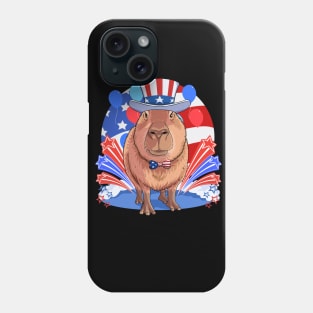 Capybara Patriotic 4th of July American Flag Phone Case