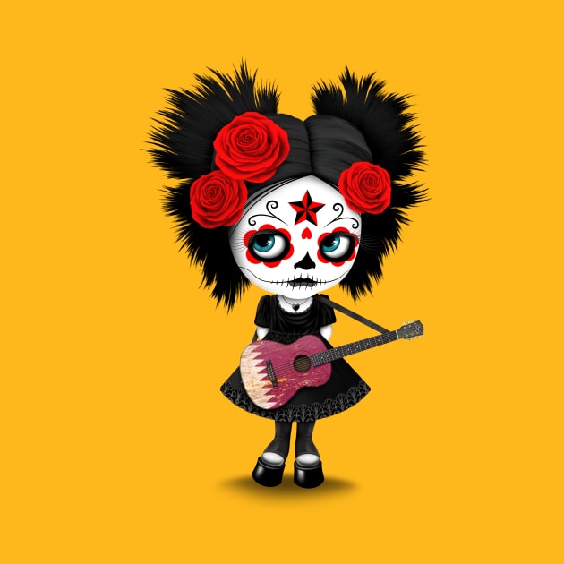 Sugar Skull Girl Playing Qatari Flag Guitar by jeffbartels