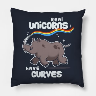 Chubby Real Unicorns - Funny Inspirational Quote - Cute Rhinoceros Pillow