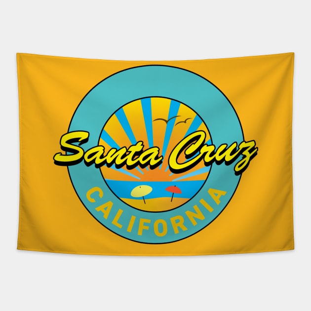 Santa Cruz Logo Symbol Beach Umbrellas Tapestry by PauHanaDesign