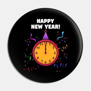 Happy New Year Clock Pin