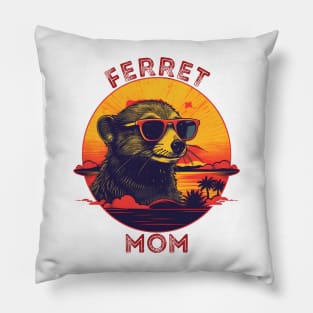 Vintage Retro Style Ferret Mom Pillow