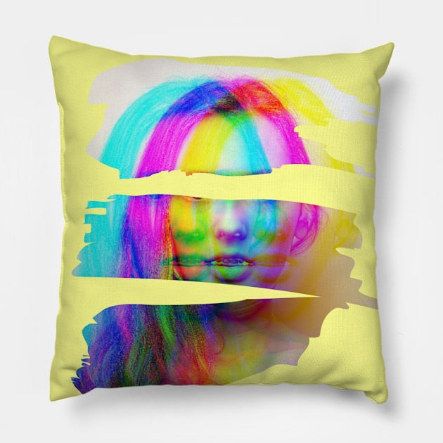 pop art colorful girl design Pillow by brighter bolder louder