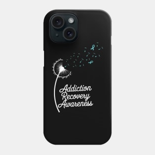 Addiction Recovery Awareness Dandelion Teal ribbon Phone Case
