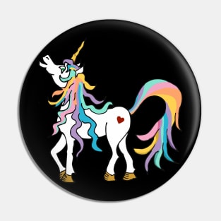 Colourful unicorn with rainbow coloured tail Pin