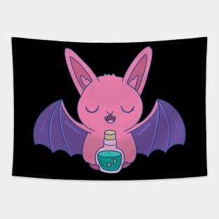 Pink Bat Casting Spells and Brewing Potions Tapestry