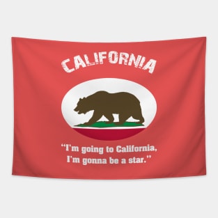 Bear Flag, Flag of California, Grizzly bear, “I’m going to California, I’m gonna be a star.” Tapestry