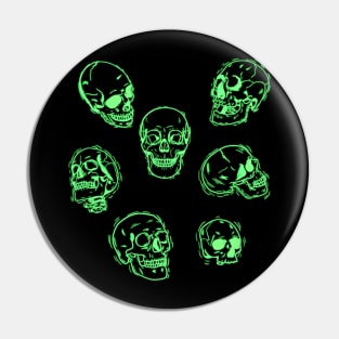 Neon Green Skulls Sketch Study Pin