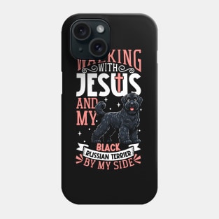 Jesus and dog - Black Russian Terrier Phone Case