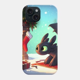 Christmas Dragon Wonderland: Festive Art Prints Featuring Whimsical Dragon Designs for a Joyful Holiday Celebration! Phone Case