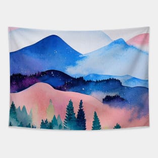 Watercolor mountains landscape 1 Tapestry