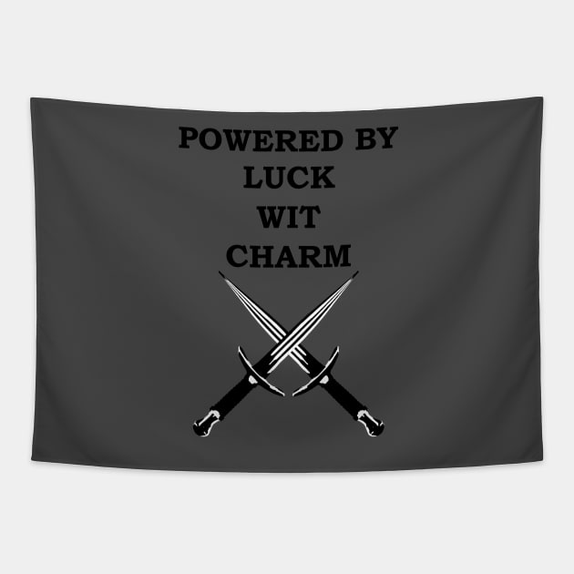 POWERED BY LUCK WIT CHARM ROGUE 5E Meme RPG Class Tapestry by rayrayray90