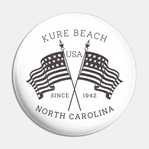 Kure Beach, NC Summertime Vacationing Patriotic Flags Pin by Contentarama