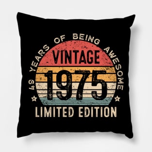 49th Birthday 49 Years Old Man Woman Vintage 1975 Pillow