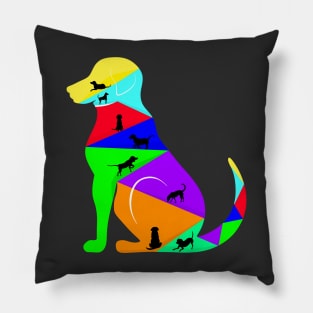 Colorful cute small puppies Pillow