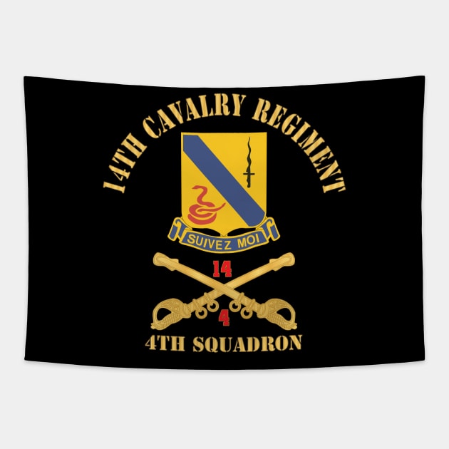 Army - 14th Cavalry Regiment w Cav Br - 4th Squadron - Red Txt X 300 Tapestry by twix123844