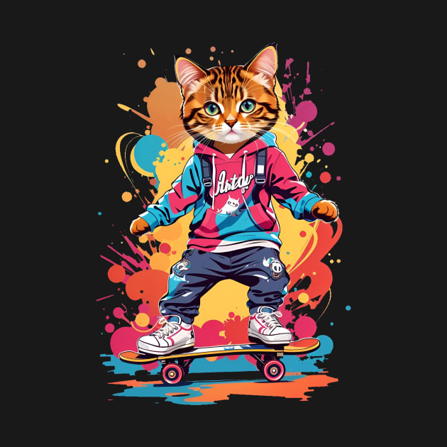 Discover Paws and Boards: An Adorable Cat's Skateboarding Adventure T-Shirt