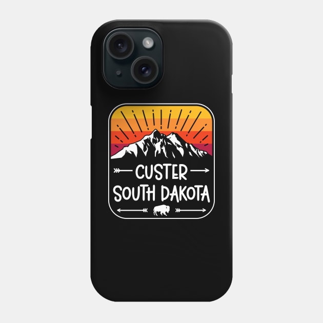 Custer South Dakota Vintage Mountain Sunset Phone Case by SouthDakotaGifts