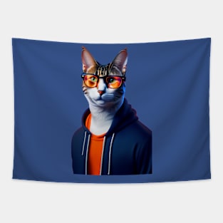 "Hoodie Cat" Tapestry