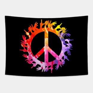 Pe Symbol Hand Sign Tye Dye Awareness Tapestry