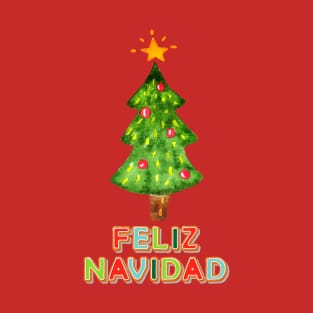 Painted Holiday Tree and Sugar Cookies Feliz Navidad T-Shirt