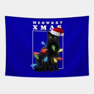 Funny Christmas cat Meowrry Xmas Tapestry