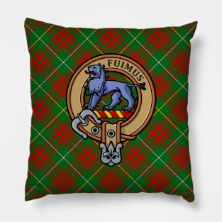 Clan Bruce Crest over Hunting Tartan Pillow