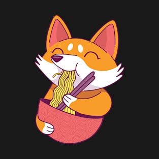 Corgi Dog with Ramen - Kawaii Designs T-Shirt