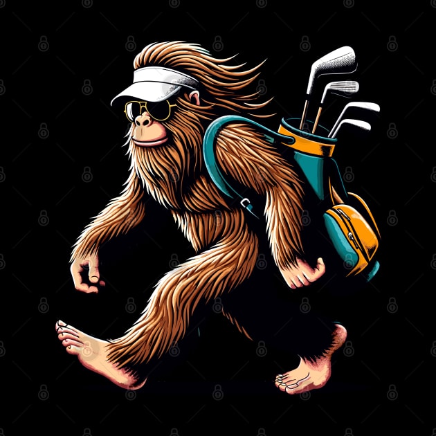 Funny Golf Novelty Sasquatch Bigfoot Golfing by KsuAnn