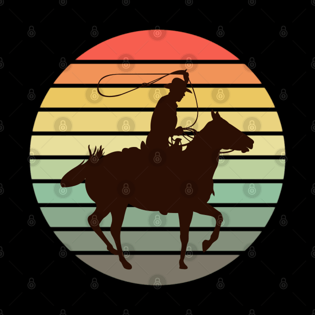 Cowboy Horseman Vintage Sunset Ride by Rosemarie Guieb Designs