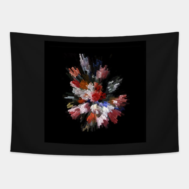 Abstract 3D pixel flowers Tapestry by beakraus