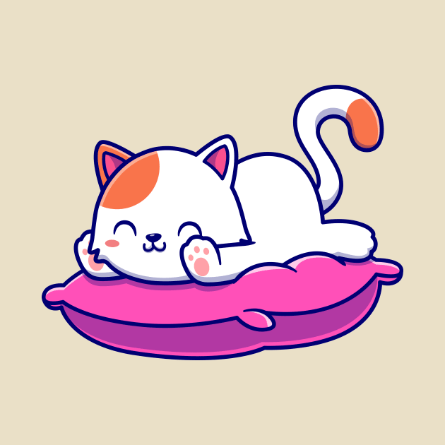 Cute Cat Laying On Pillow Cartoon by Catalyst Labs