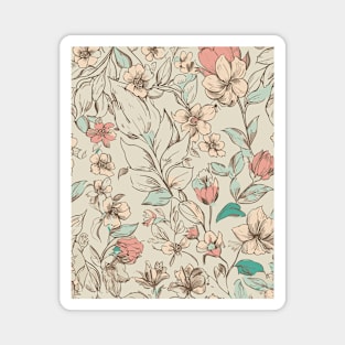 Floral Pattern Hand Drawn Sketch: Whimsical Petal Sketches Magnet