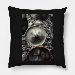 Onyx & Silver Bubble Abstract Pillow