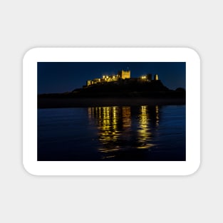 Night Reflections Of Bamburgh Castle Magnet