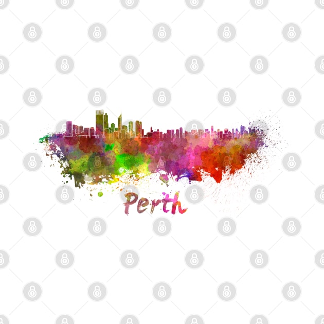 Perth skyline in watercolor by PaulrommerArt