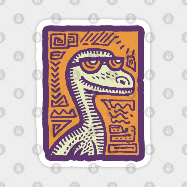 Tribal Raptor Dinosaur | Prehistoric Hunter Magnet by TuncGK