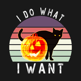 I Do What I Want Halloween Cat T-Shirt