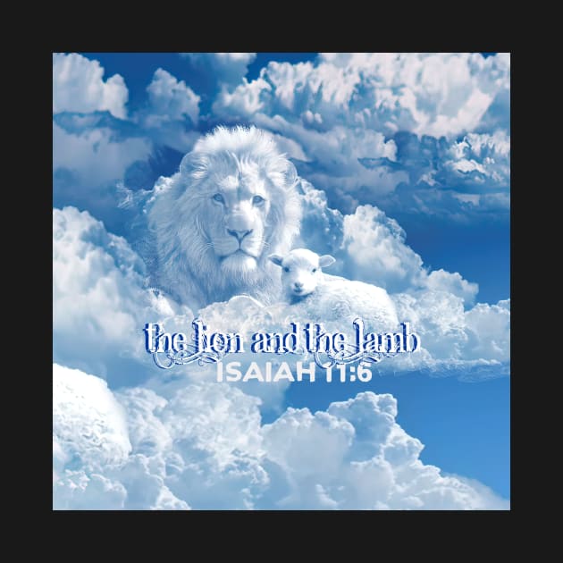 The Lion and The Lamb isaiah 11.6 Bible Verse Mandela Clouds A-102021 by hispanicworld