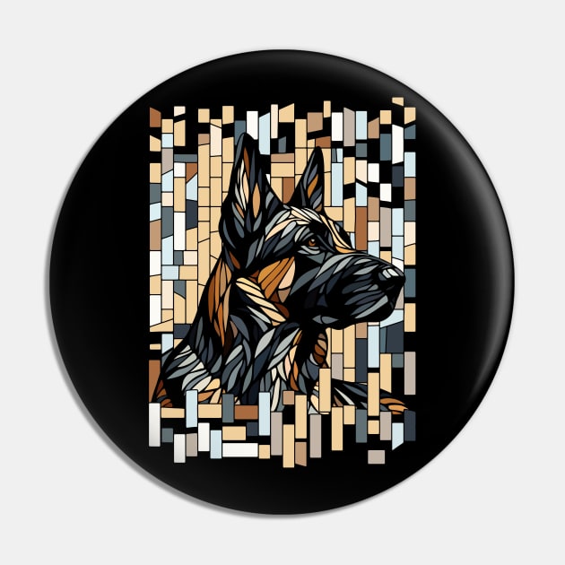 German Shepherd - Mosaic Art Pin by Nartissima