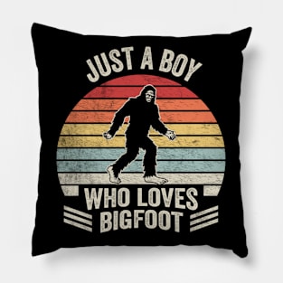 Retro Vintage Bigfoot Just A Boy Who Loves Bigfoot Sasquatch Pillow