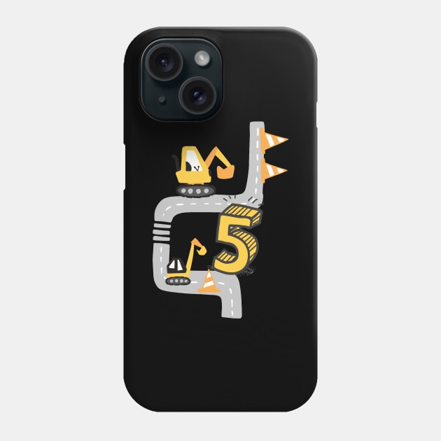 5th birthday 5 year old excavator birthday gift Phone Case by alpmedia