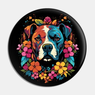 Boxer Floral Dog Lover Design Pin