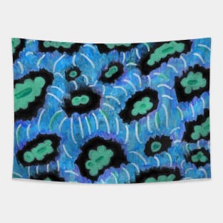 Blue Favia Moonstone Coral in Acrylic Tapestry