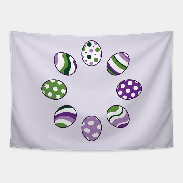 Eggs | Purple Green | Stripes | Dots | Clouds | Light Purple Tapestry by Wintre2