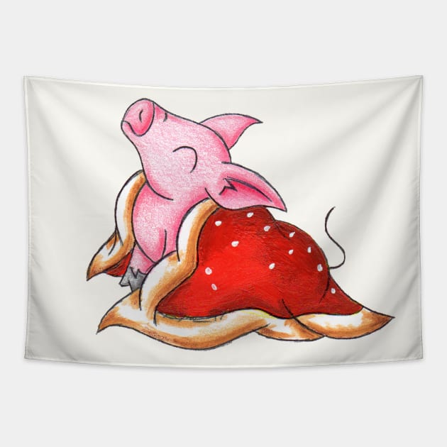 Impatient Piggy Tapestry by KristenOKeefeArt