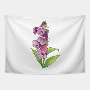 Vibrant Watercolor Foxglove Flowers Tapestry